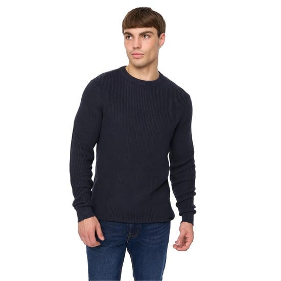 Crosshatch Heren Jampster Gebreid Sweatshirt met Ronde Hals (Marine) - Image 1