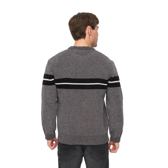 Crosshatch Mens Roundall Chenille Knitted Jumper (Grey Marl) - Image 2
