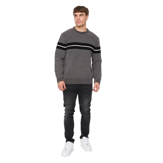 Crosshatch Mens Roundall Chenille Knitted Jumper (Grey Marl) - Image 3