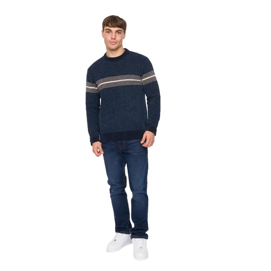 Crosshatch Mens Roundall Chenille Knitted Jumper (Navy) - Image 3