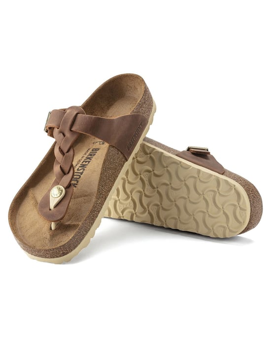 Braided Leather Sandals with Buckle in Brown - Image 5