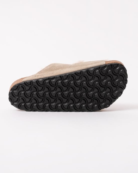 Shearling Lined Two Buckle Sandals in Beige - Image 4