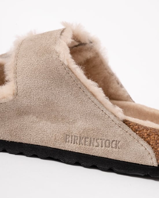 Shearling Lined Two Buckle Sandals in Beige - Image 6