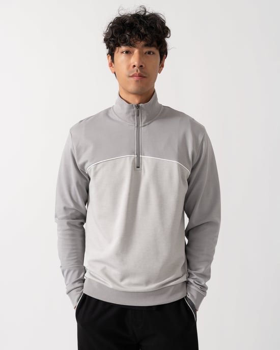 Half-zip Tracksuit Jacket in Light Grey - Image 1