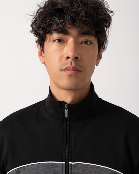 Dual Colour High Neck Tracksuit Jacket in Grey - Image 3