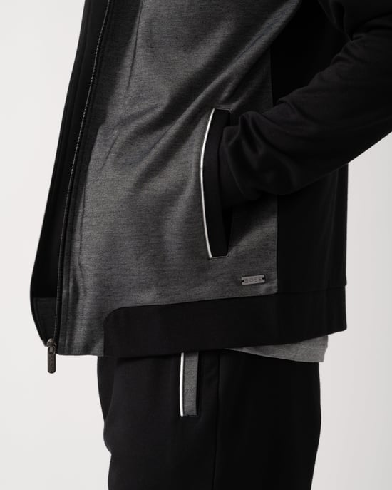 Dual Colour High Neck Tracksuit Jacket in Grey - Image 4