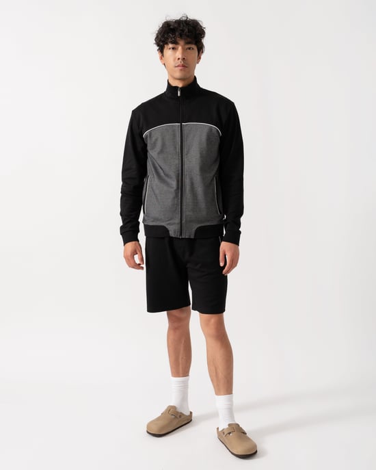 Dual Colour High Neck Tracksuit Jacket in Grey - Image 6