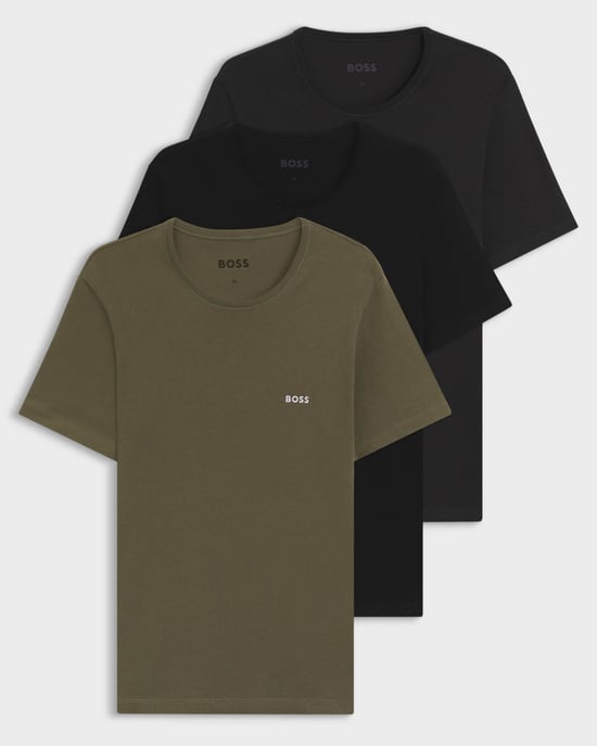 Donkergroen T-shirt met geborduurd logo (3 st.) - Image 3