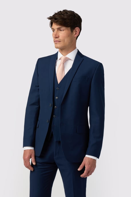 Slim Fit Sapphire Blue Twill Jacket - Image 1