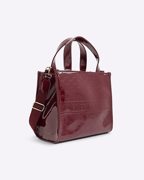 River Island Womens Tote Bag Red Ri Embossed Monogram - Image 1