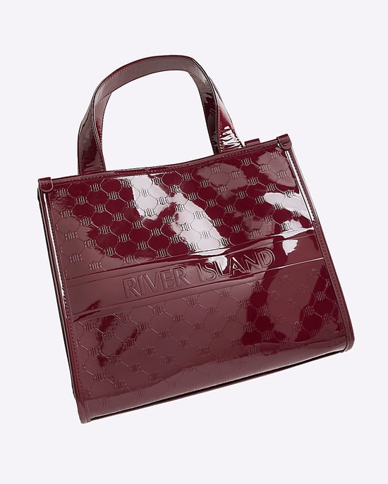 River Island Womens Tote Bag Red Ri Embossed Monogram - Image 3