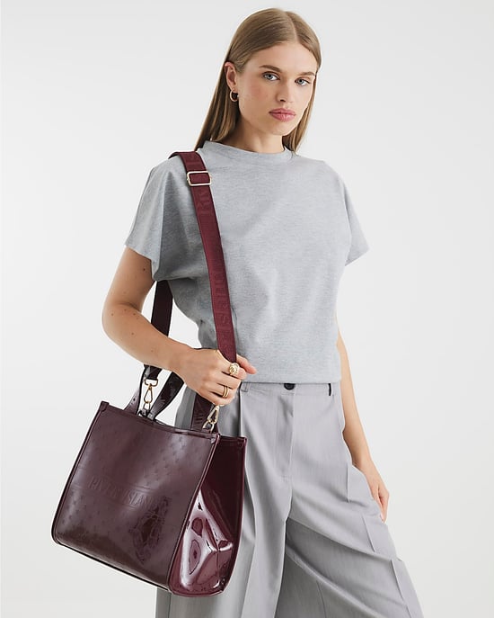 River Island Womens Tote Bag Red Ri Embossed Monogram - Image 4