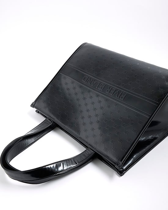 River Island Womens Shopper Bag Black Ri Embossed - Image 3