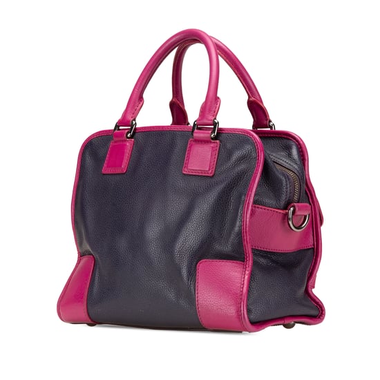 Leather Satchel Handbag Twotone Design - Image 2
