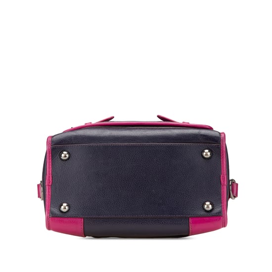 Leather Satchel Handbag Twotone Design - Image 3