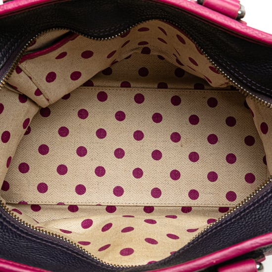Leather Satchel Handbag Twotone Design - Image 4