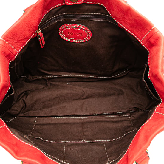 Red Leather Tassel Handbag - Image 4
