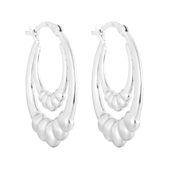 Sterling Silver Double Bead Hoops - Image 1