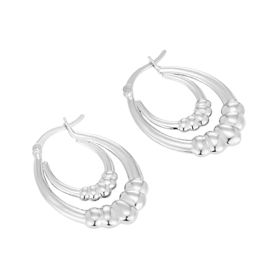 Sterling Silver Double Bead Hoops - Image 3