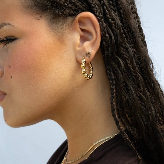 18ct Gold Plated Ball Creole Hoops - Image 2
