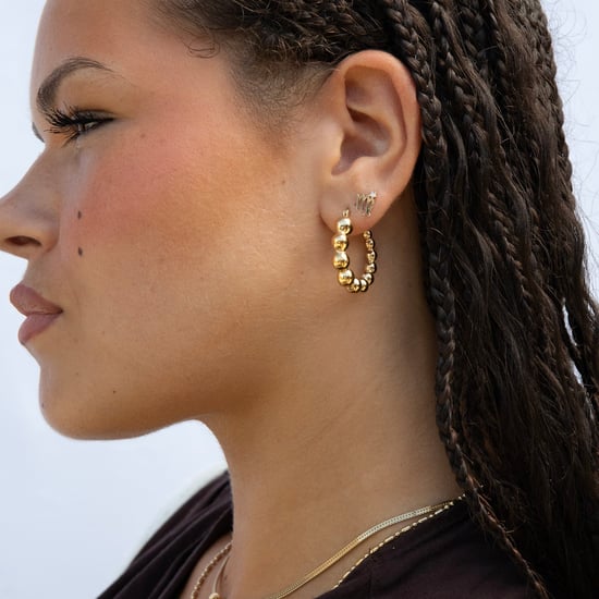 18ct Gold Plated Ball Creole Hoops - Image 5