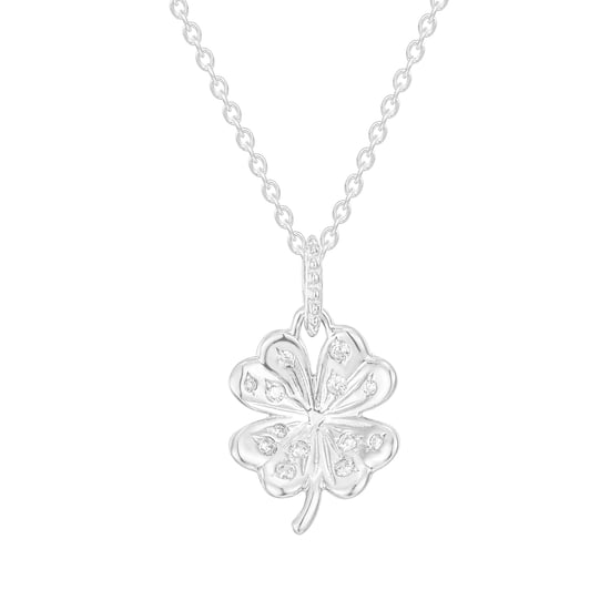 Sterling Silver CZ Clover Pendant - Image 3