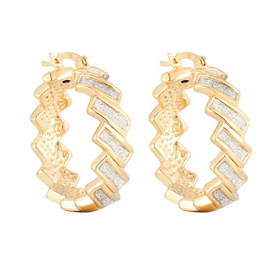 18ct Gold Plate Glitter Hoops - Image 1
