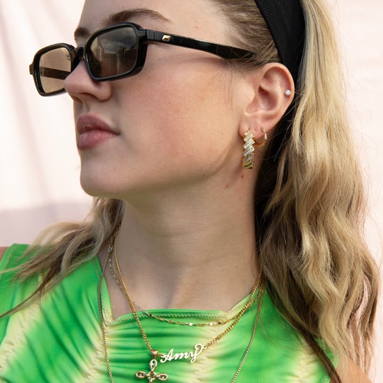 18ct Gold Plate Glitter Hoops - Image 2