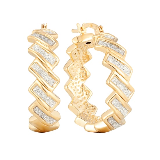 18ct Gold Plate Glitter Hoops - Image 3