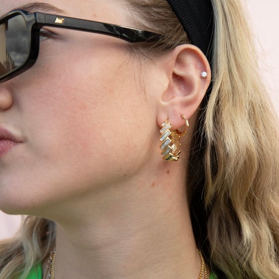 18ct Gold Plate Glitter Hoops - Image 4