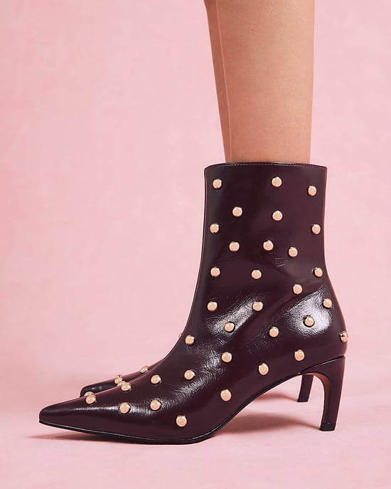 River Island Womens Boots Red Studded Kitten Heel Pointed Toe - Image 4