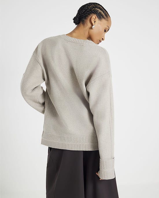 River Island Womens Cardigan Brown Knitted Long Sleeve V-Neck - Image 2