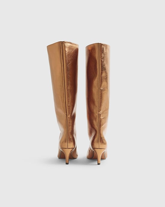 River Island Womens High Leg Boots Bronze Straight Pointed Toe - Image 2