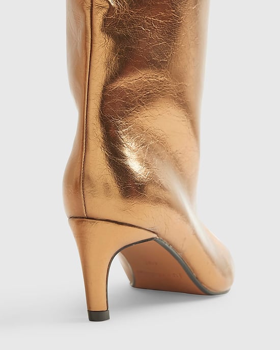 River Island Womens High Leg Boots Bronze Straight Pointed Toe - Image 3