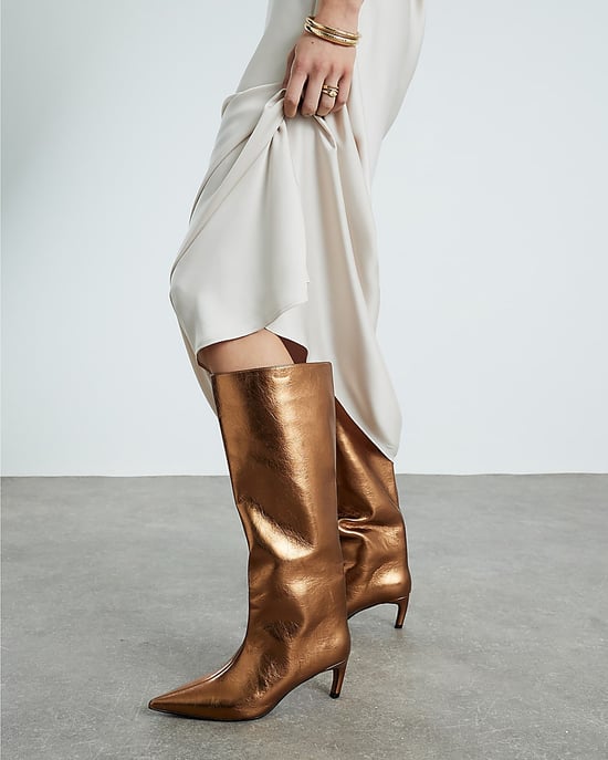 River Island Womens High Leg Boots Bronze Straight Pointed Toe - Image 4