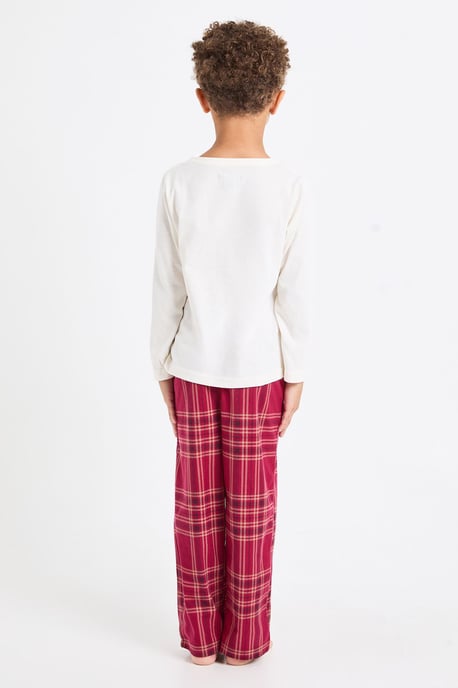 Kids Matching Family Check Baby Fleece Long Sleeve Shirt & Trousers Pyjama Set - Image 2
