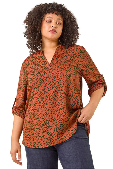 Curve Spot Print Tunic Top - Image 1