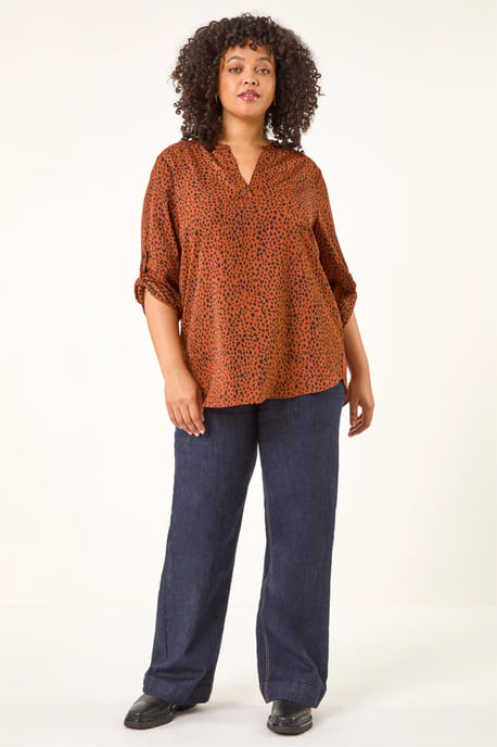 Curve Spot Print Tunic Top - Image 2