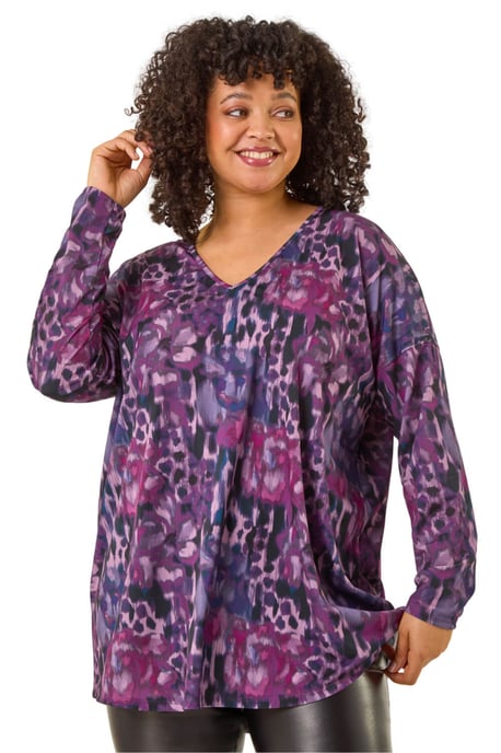 Curve Printed Stretch Tunic Top - Image 1