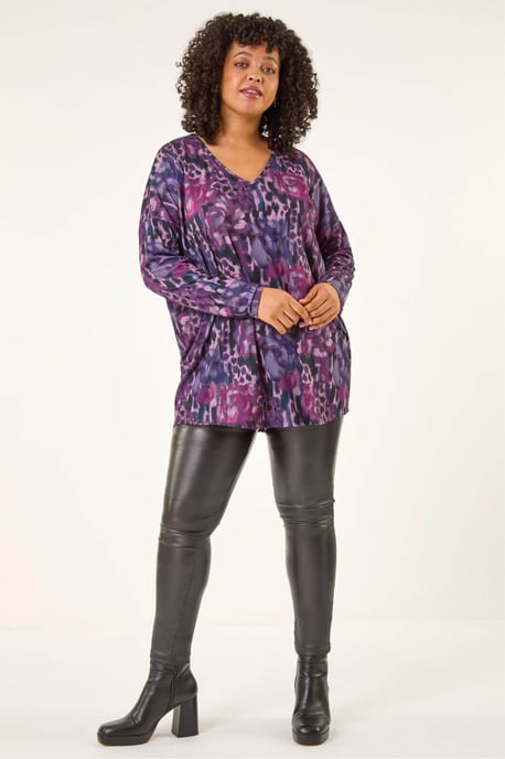 Curve Printed Stretch Tunic Top - Image 2