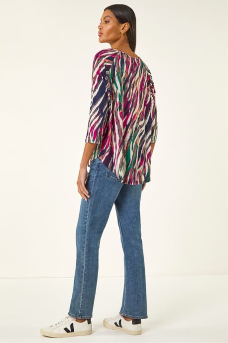 Stripe Print Stretch Tunic Top - Image 3