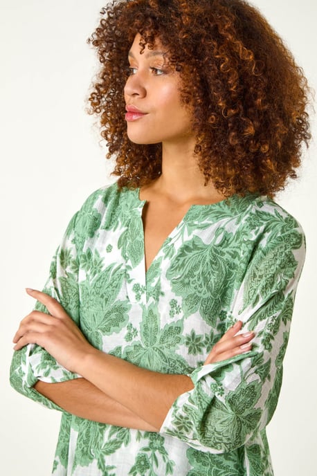 Floral Print Wrap Hem Tunic Top - Image 4