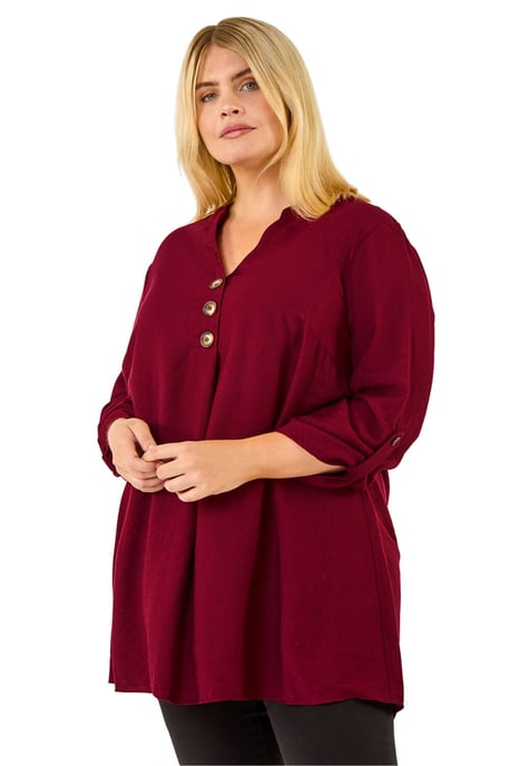 Curve Textured Buttoned Tunic Top - Image 1