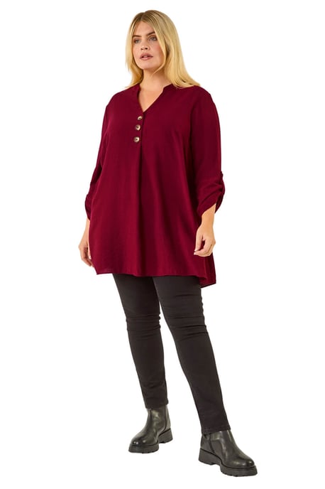 Curve Textured Buttoned Tunic Top - Image 2