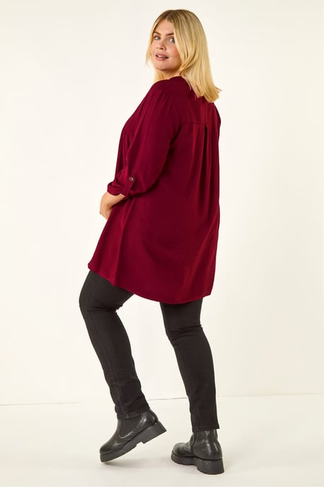 Curve Textured Buttoned Tunic Top - Image 3