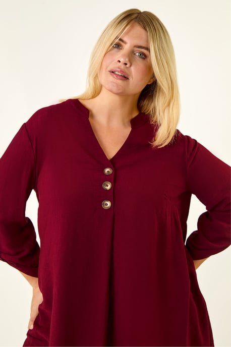 Curve Textured Buttoned Tunic Top - Image 4