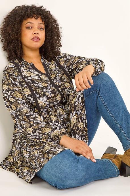Curve Floral Woven Tunic Top - Image 3