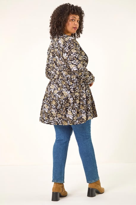 Curve Floral Woven Tunic Top - Image 4