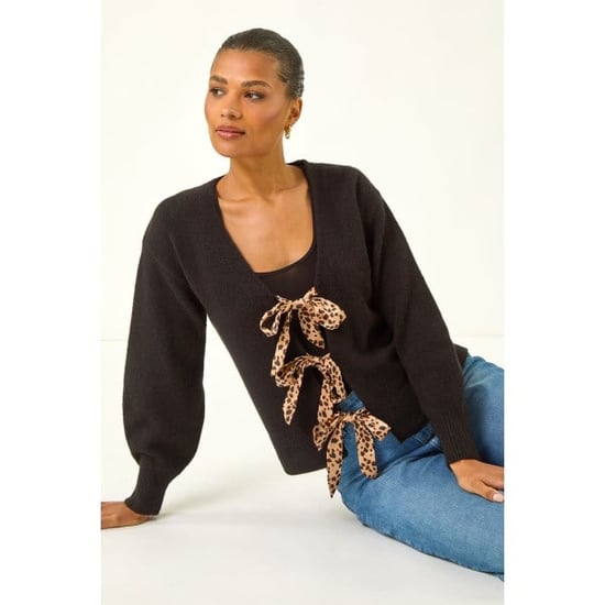 Animal Tie Front Knit Cardigan - Image 3