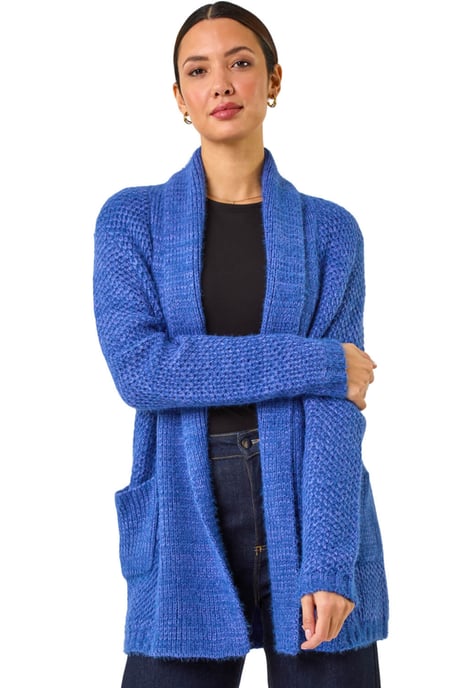 Fluffy Textured Knit Cardigan - Image 1